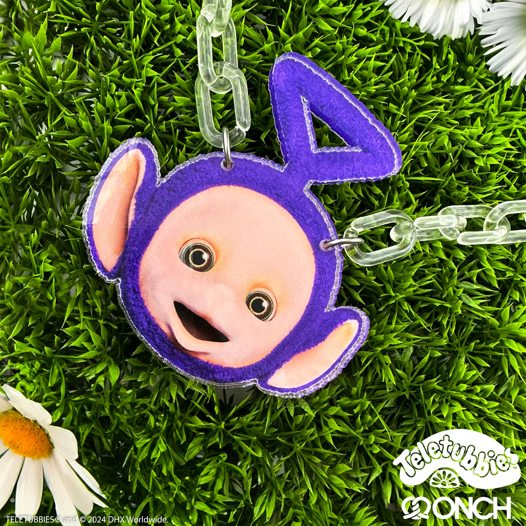 Teletubbies Tinky Winky makes a statement necklace